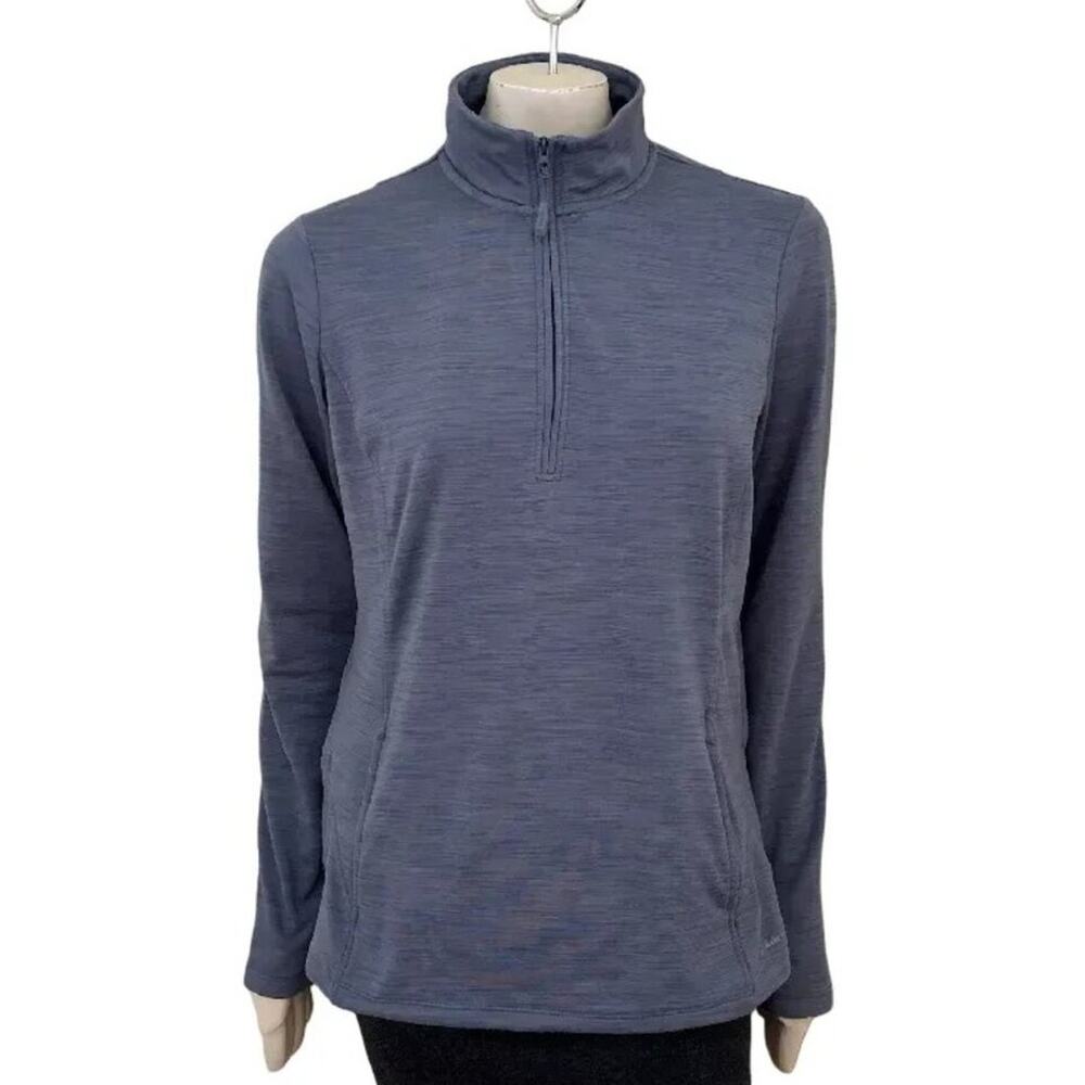 EDDIE BAUER Fleece Lined 1/4 Zip Pullover in Lavender Space Dye  Thumbholes SZ L